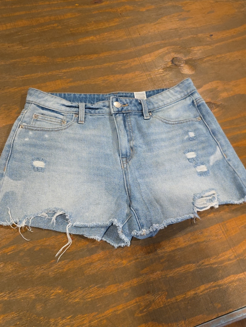 Time and Tru Light Wash Distressed Denim Shorts